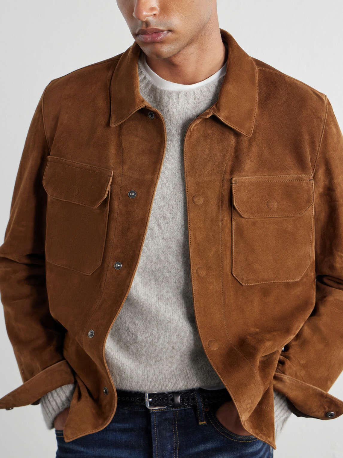 TOM FORD - Panelled Suede Jacket - Brown