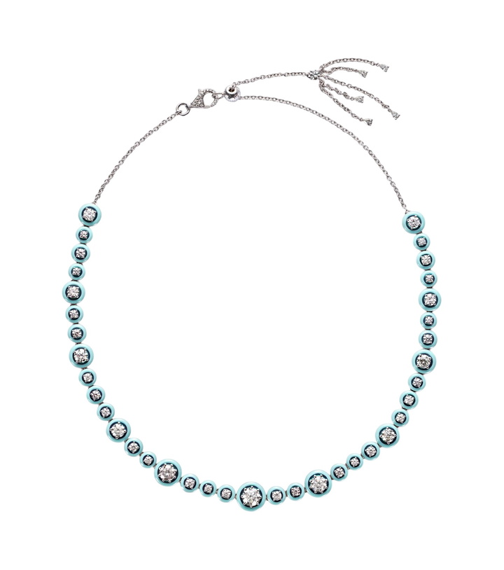 Photo: Kamyen Polka Dots 18kt white gold and enamel necklace with diamonds