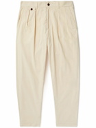 Richard James - Straight-Leg Pleated Cotton-Corduroy Trousers - Neutrals