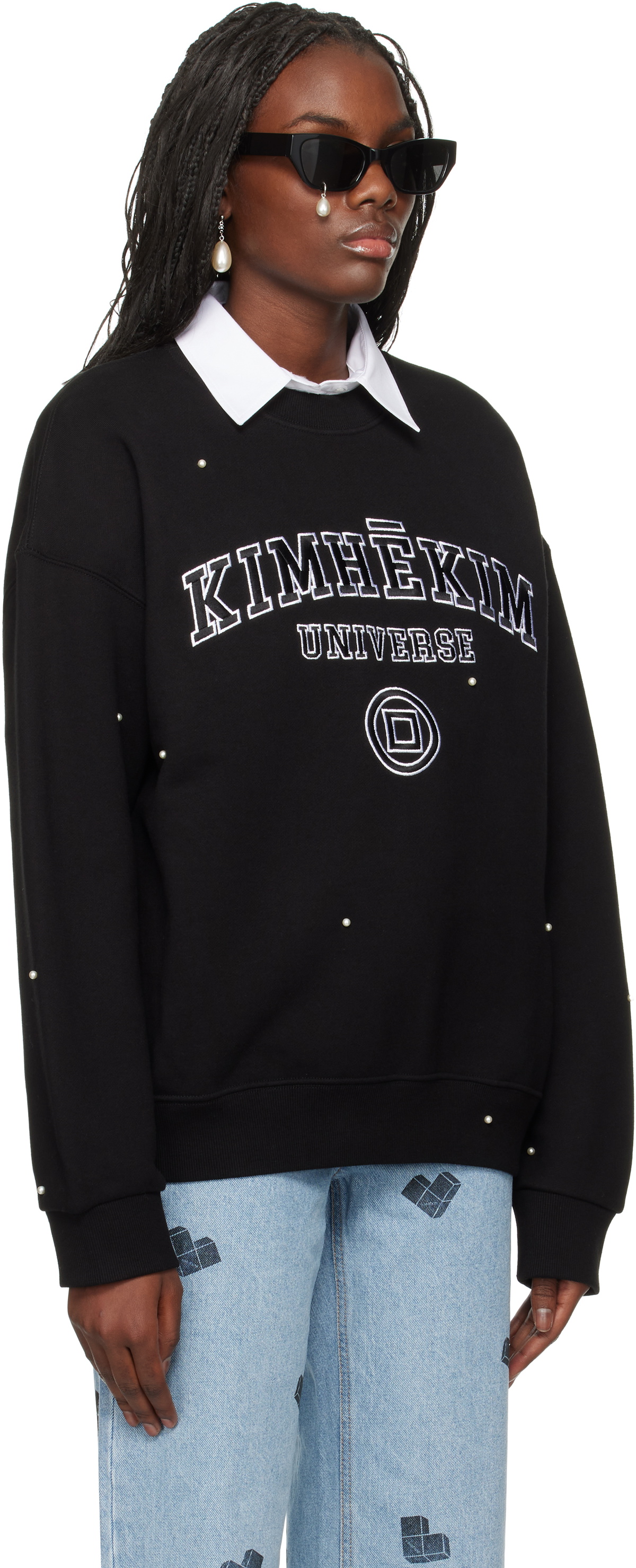 KIMHĒKIM Black Pearl Embellished 'Universe' Sweatshirt