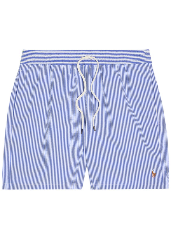 Photo: Polo Ralph Lauren Traveller Striped Seersucker Swim Shorts Blue