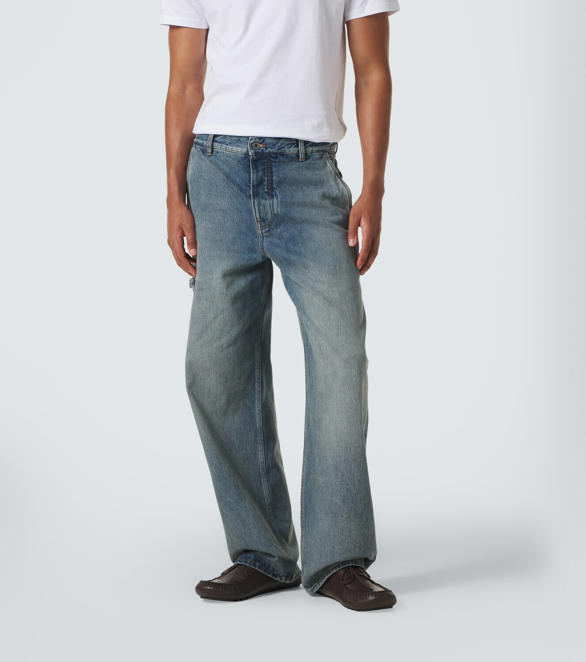Loewe Suede-trimmed straight jeans