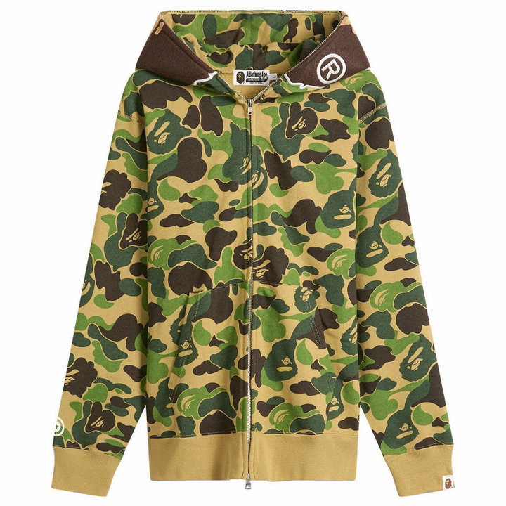 Photo: A Bathing Ape Men's ABC Camo 2nd Ape Zip Hoodie in Green