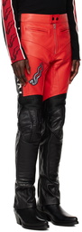 LU'U DAN Black & Red Biker Leather Pants