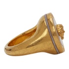 Versace Gold Pearl Medusa Signet Ring