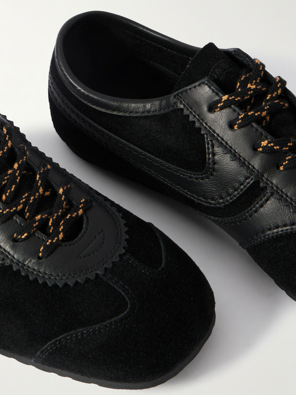 Dries Van Noten - Leather-Trimmed Suede Sneakers - Black