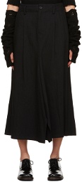 Yohji Yamamoto Black Slit Denim Midi Skirt