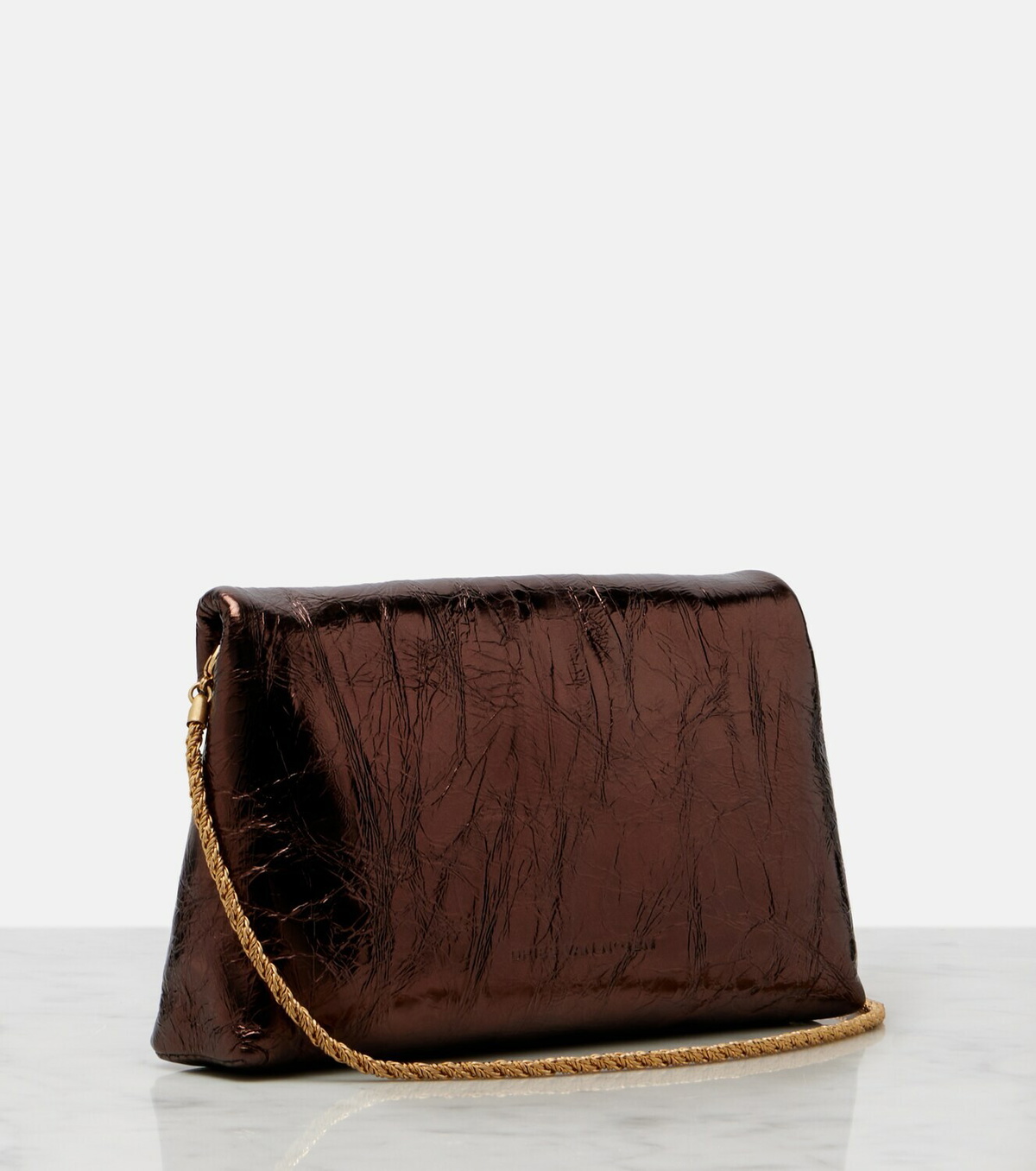 Dries Van Noten Envelope Small metallic leather clutch