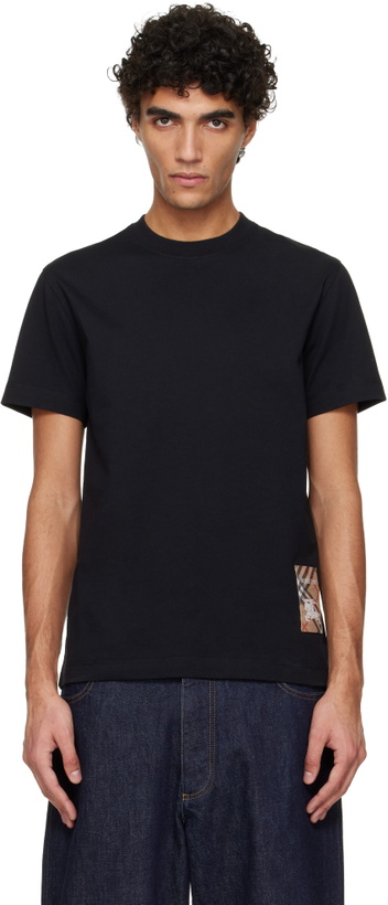 Photo: Burberry Black Check Label Cotton T-shirt