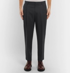 Mr P. - Cropped Pleated Stretch Wool and Cotton-Blend Trousers - Men - Charcoal