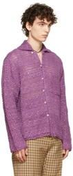 Bode Purple Crochet Shirt