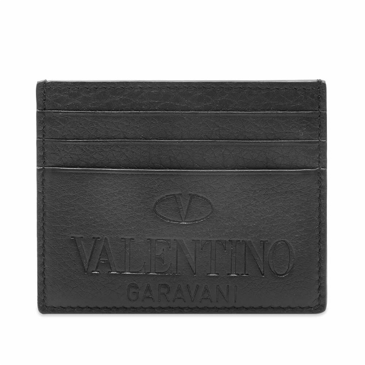Photo: Valentino Men's Embossed Card Holder in Black/Deep Antique Gold