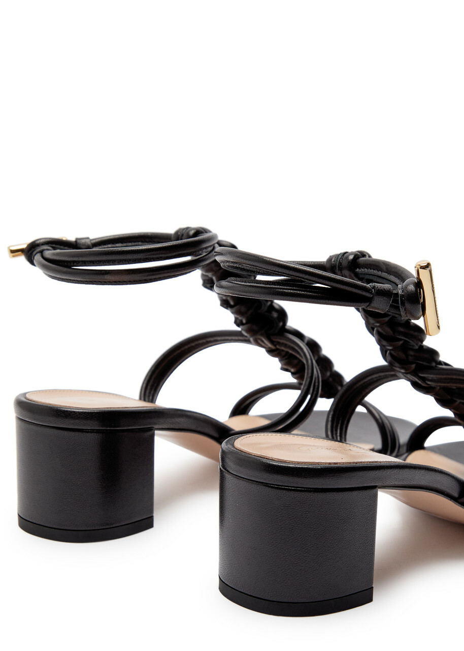 Gianvito Rossi Capua 45 Braided Leather Sandals Black