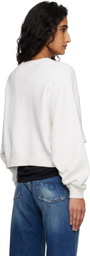 R13 Off-White 'Baby Girl' Cropped Crewneck Sweatshirt
