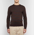 A.P.C. - Slim-Fit Striped Merino Wool-Jacquard Sweater - Men - Brown