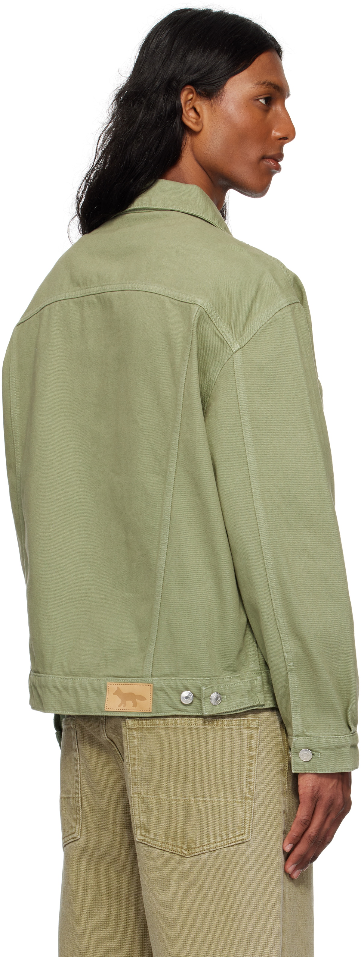 Maison Kitsuné Khaki Trucker Denim Jacket