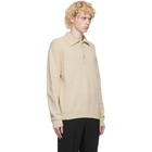 AURALEE Beige Wool Knit Long Sleeve Polo