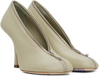 Burberry Khaki Leather Baby Zip Heels