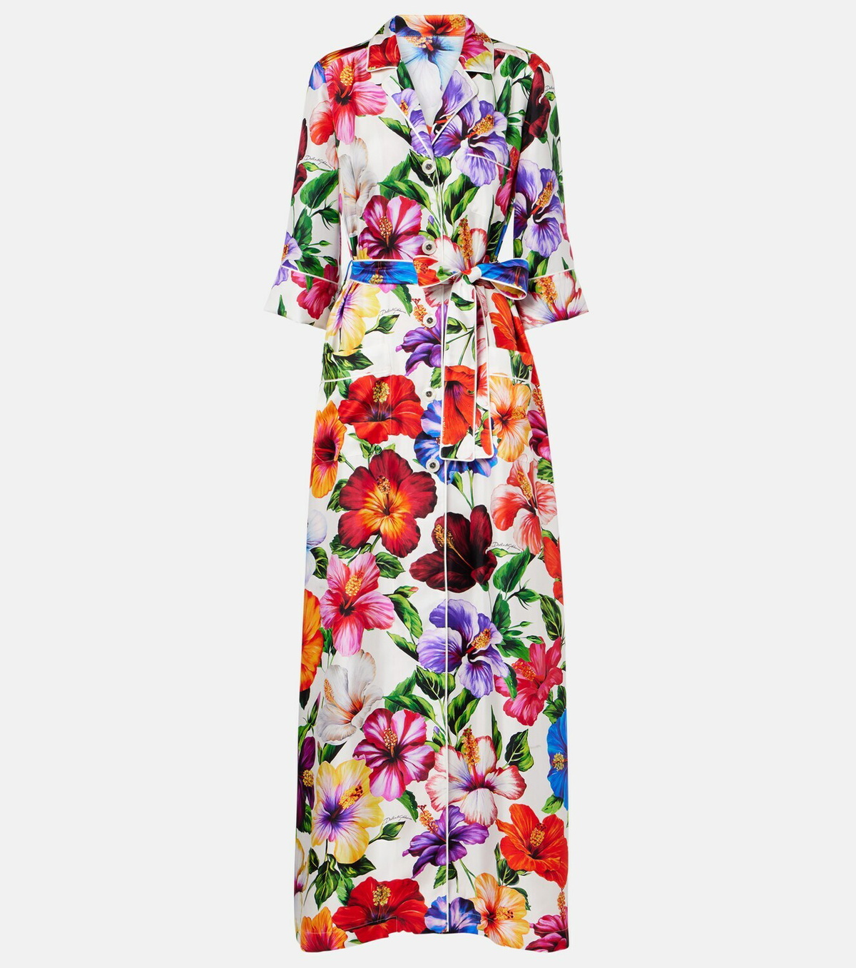 Dolce&Gabbana Floral belted silk satin maxi dress