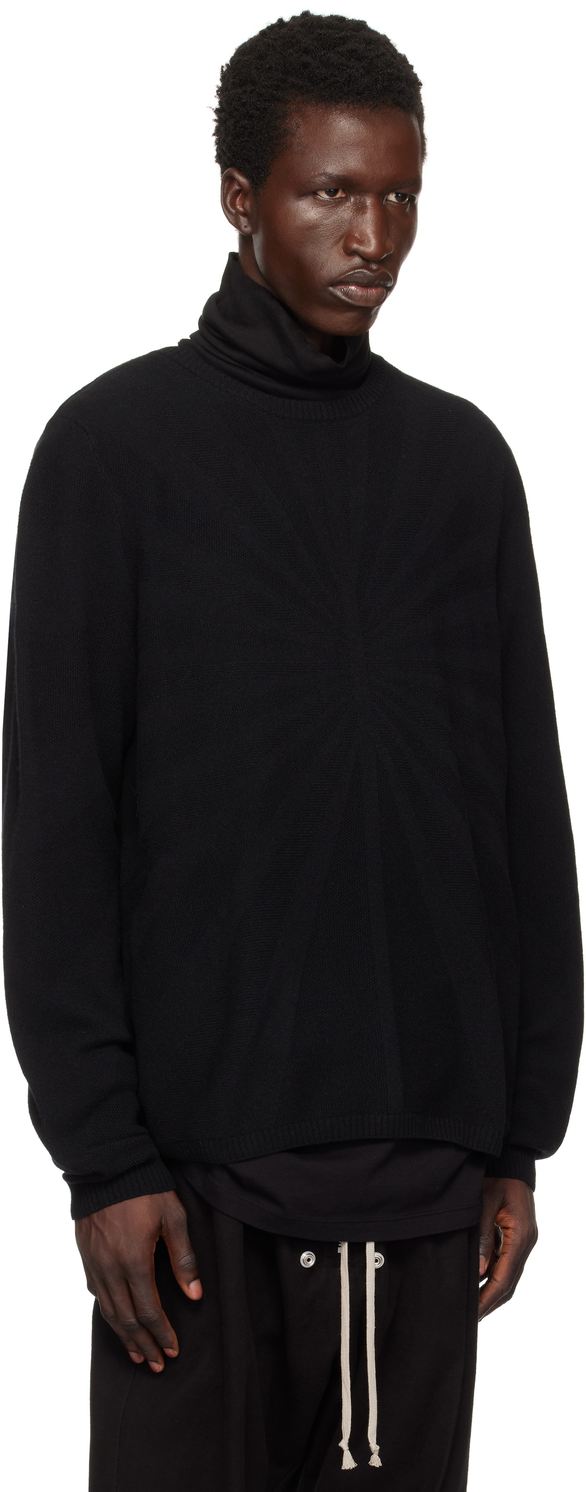 Rick Owens Moncler + Rick Owens Black Jumbo Round Neck Sweater 