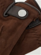 Brunello Cucinelli - Leather-Trimmed Suede Gloves - Brown