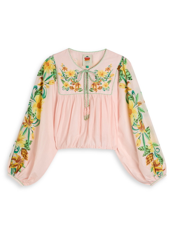 Photo: Farm Rio Botanical Floral-print Cotton Blouse Pink