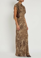 DE LA Vali Ceres Leopard-print Chiffon Maxi Dress Brown