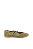 Diesel D-Mile - Lace-up ballerina flats in leather and mesh - Flats Womens in Green