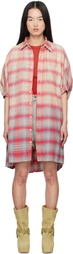 R13 Pink Plaid Oversized Boxy Shirt Minidress