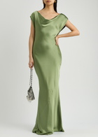 Norma Kamali Maria Satin Maxi Dress Mid Green