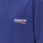 Balenciaga Men's Oversized Political Campaign Logo T-Shirt in Pacific Blue/White