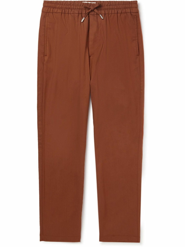 Photo: Mr P. - Tapered Lyocell-Blend Twill Drawstring Trousers - Red