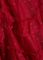 Needle & Thread Aviana Ruffled Embroidered Tulle Gown Red