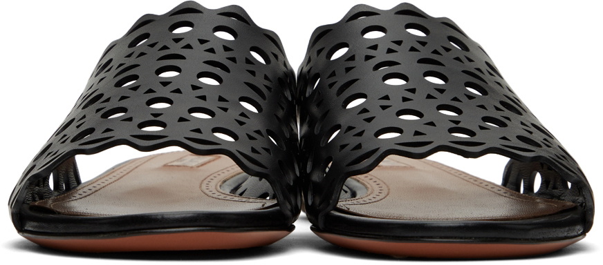 ALAÏA Black Vienne Leather Slides