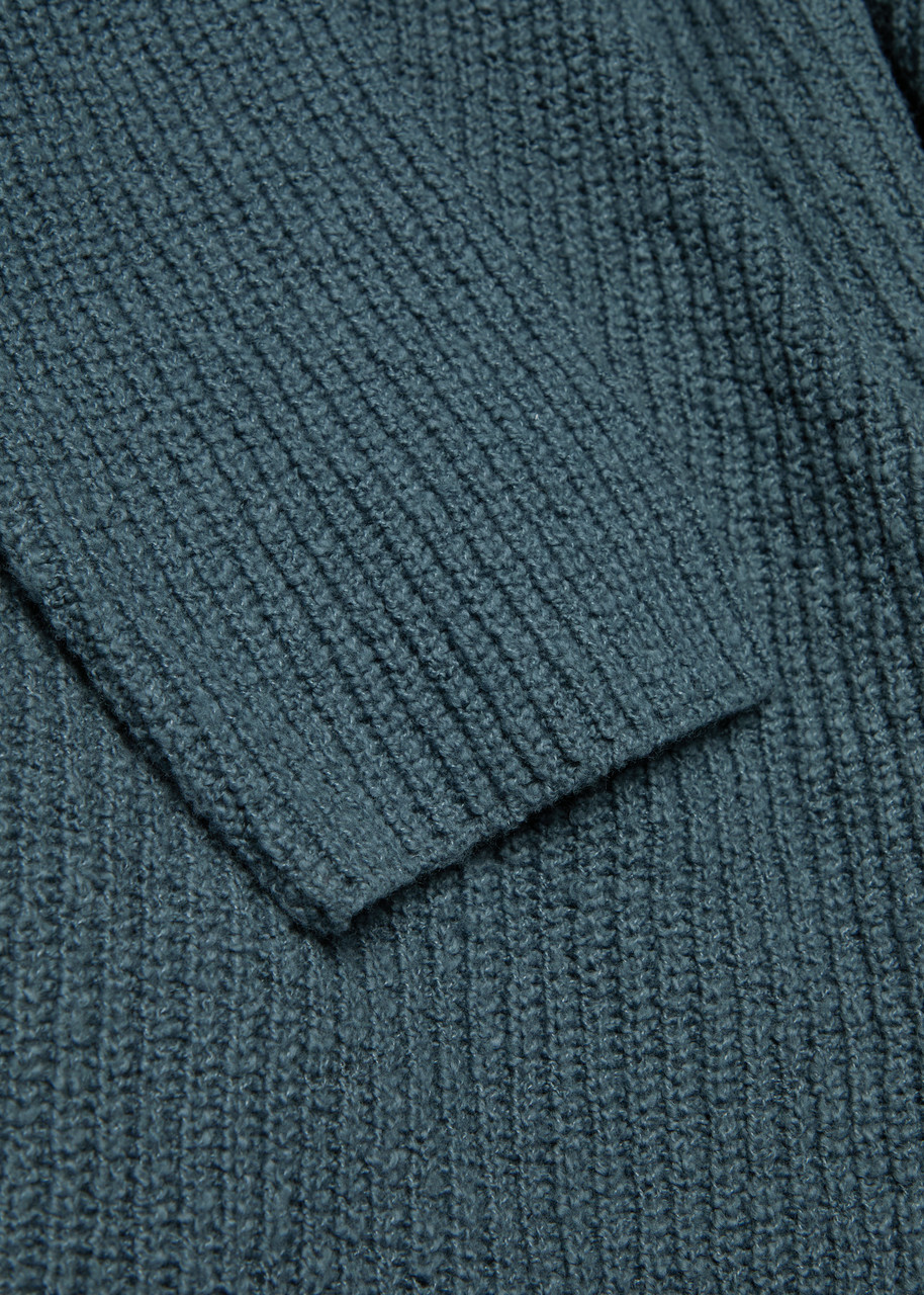 Eileen Fisher Ribbed Cotton-blend Wrap Cardigan Blue