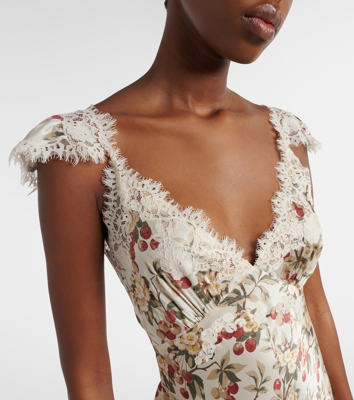 Dôen Fiona lace-trimmed silk midi dress