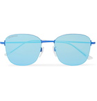 Balenciaga - Square-Frame Nylon Mirrored Sunglasses - Blue