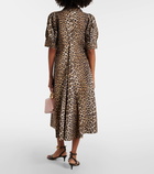 Ganni Leopard-print cotton poplin midi dress