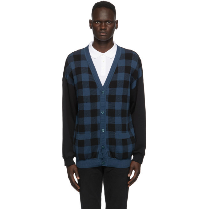 Photo: Moschino Blue and Black Check Fantasy Cardigan