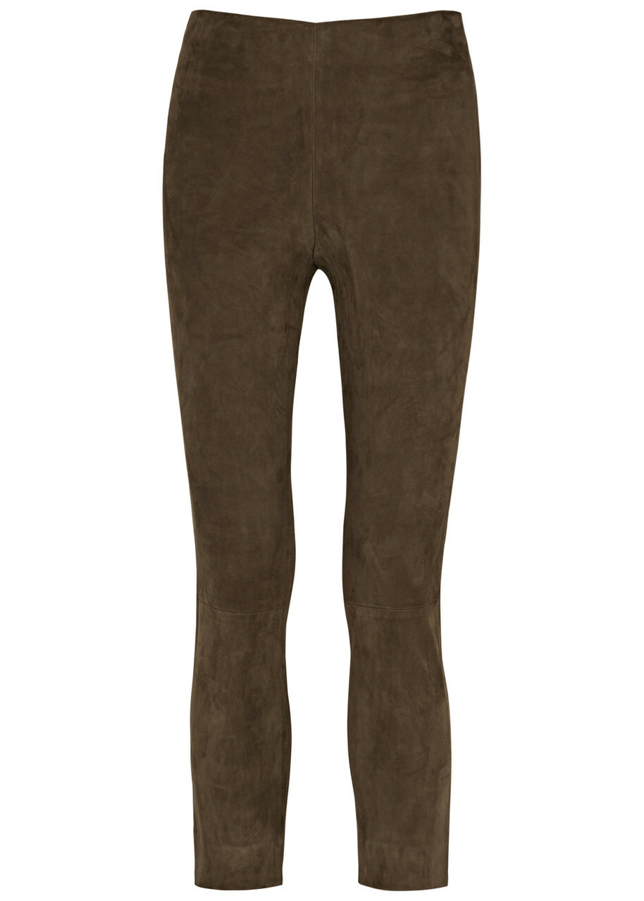 Vince Split-cuff Suede Trousers Brown