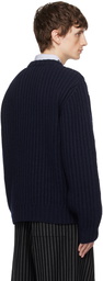 Dries Van Noten Navy Crewneck Sweater