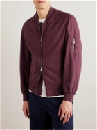 Brunello Cucinelli - Garment-Dyed Herringbone Cotton-Blend Bomber Jacket - Pink