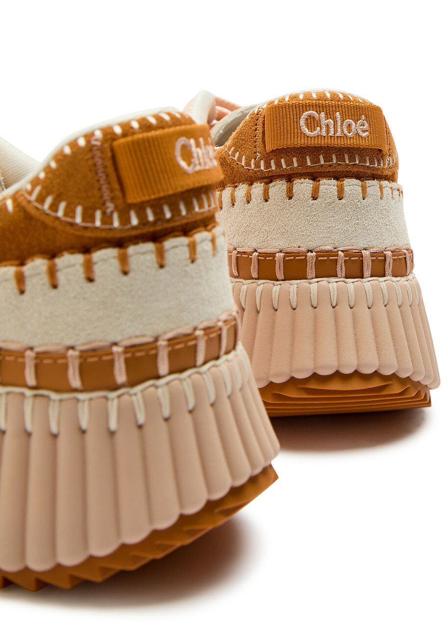 Chloe Nama Panelled Suede Sneakers Pink