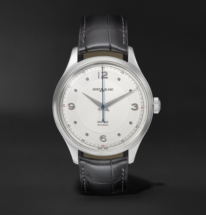 Photo: Montblanc - Heritage Automatic 40mm Stainless Steel and Alligator Watch, Ref. No. 119943 - White