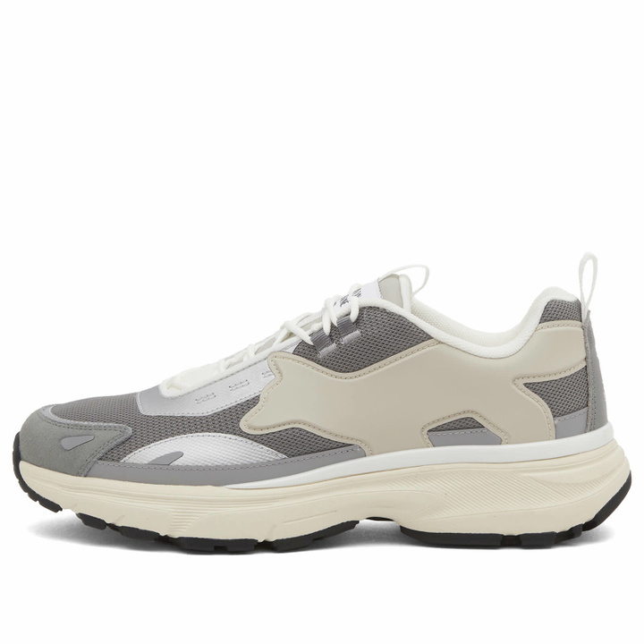 Photo: Maison Kitsuné Men's Sora Runner Sneaker in Silver/Patina Grey/Latte