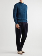 Loro Piana - Ribbed Cable-Knit Cashmere Rollneck Sweater - Blue