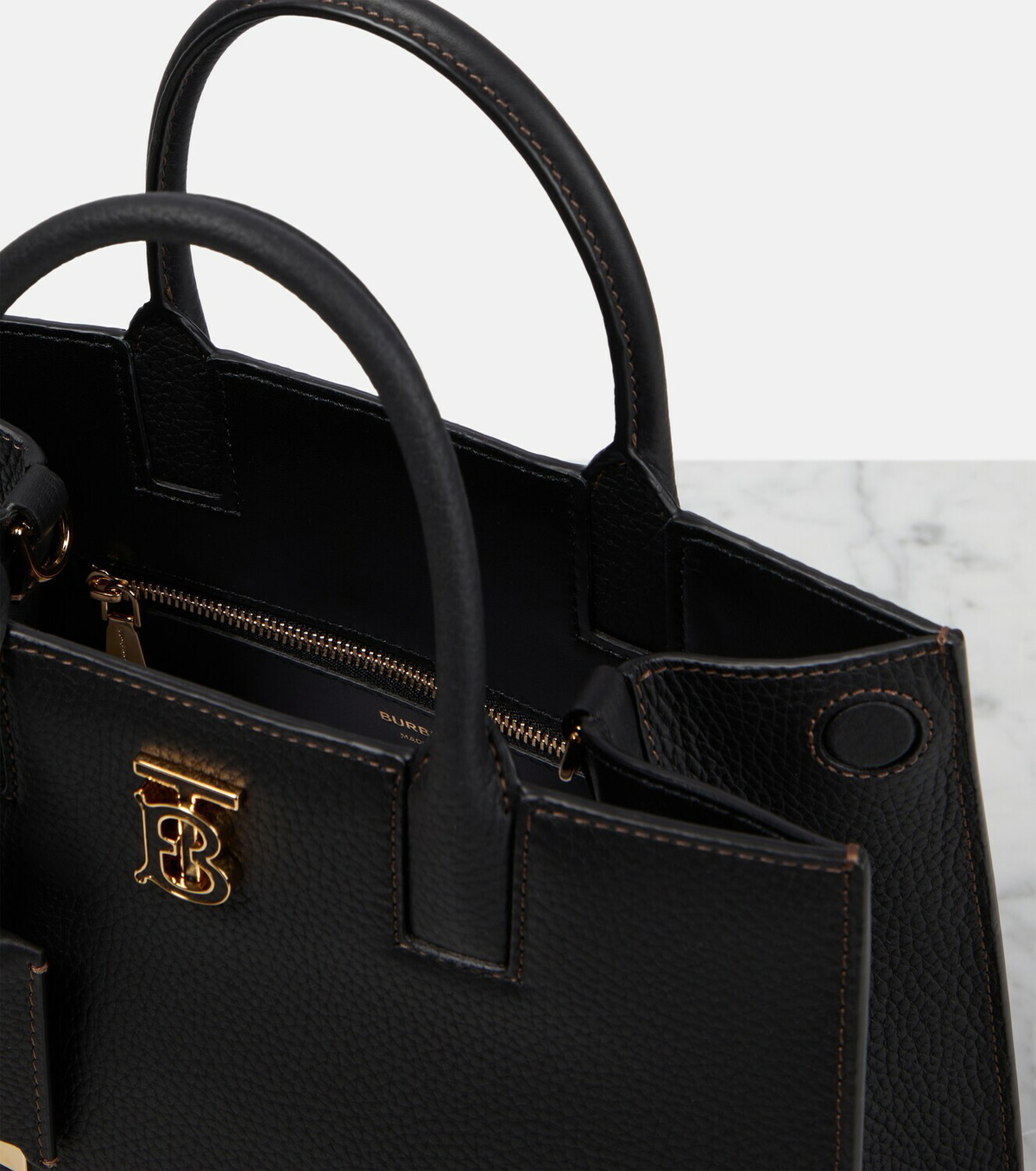Burberry Frances Mini leather-trimmed tote bag Burberry
