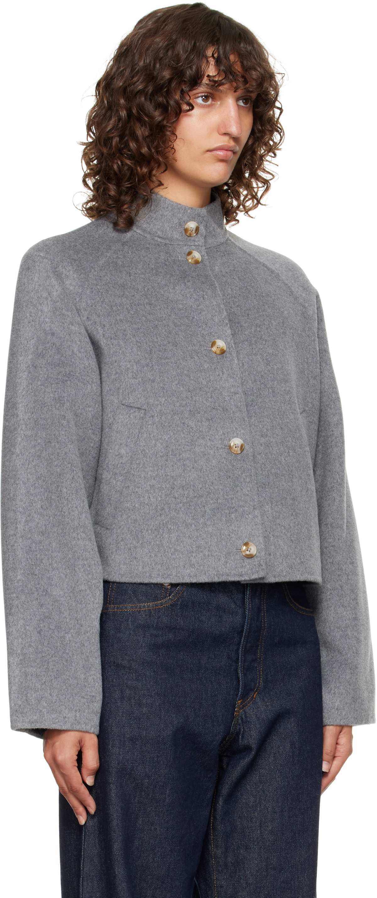 Loulou de Saison Gray Nyma Wool Drap Jacket