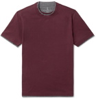 Brunello Cucinelli - Slim-Fit Layered Cotton-Jersey T-Shirt - Burgundy