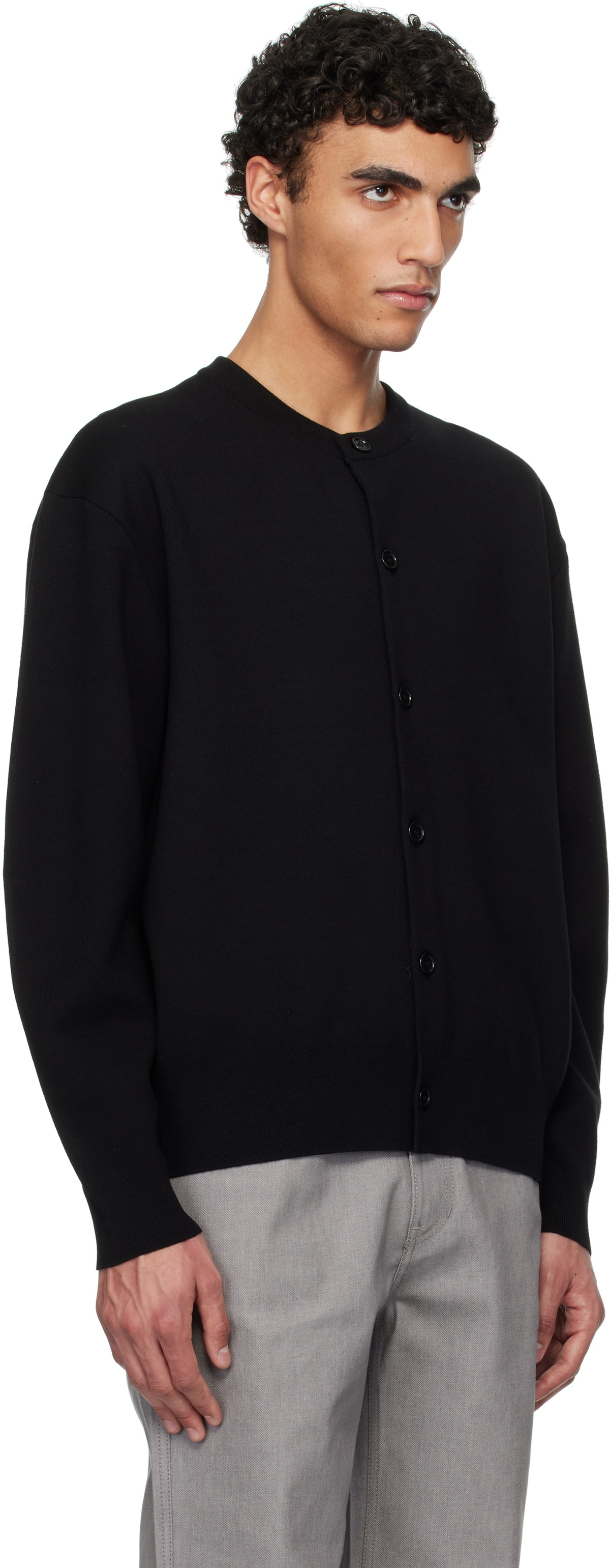 AMOMENTO Black Semi Oversized Cardigan